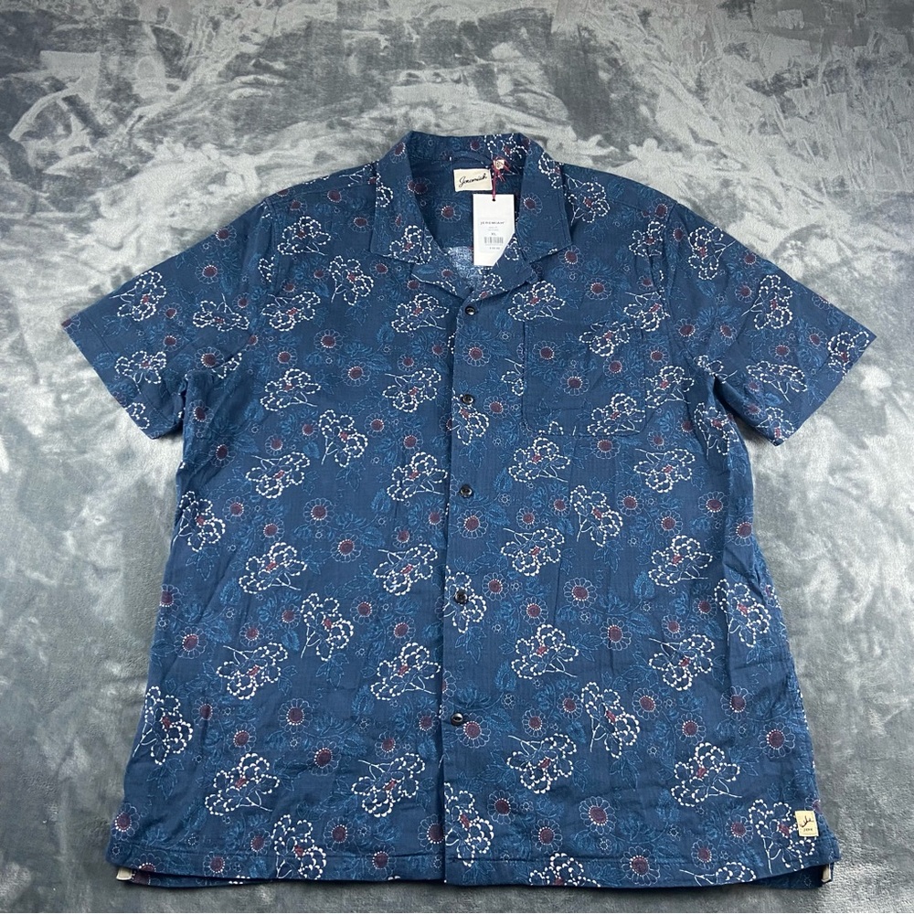 Jade Navy Floral Men's Button Down Shirt